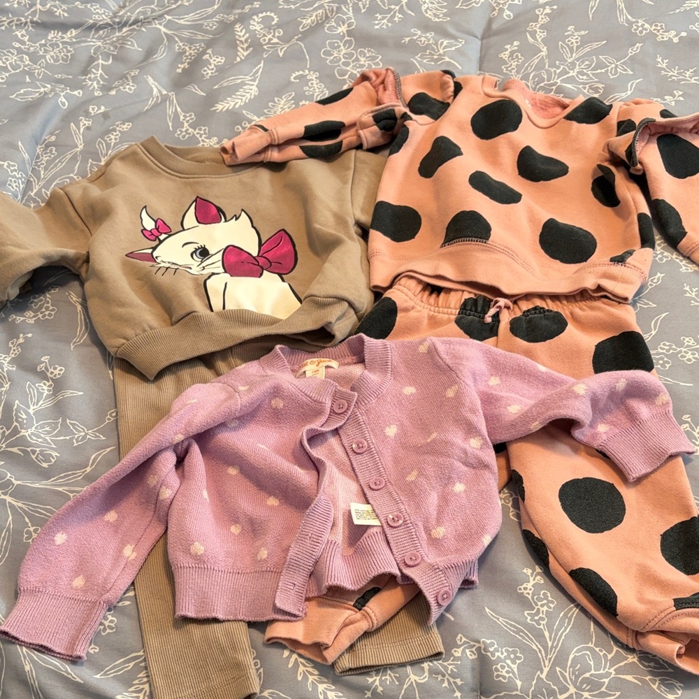 Baby girl bundle. 2 outfits and 1 cardgan